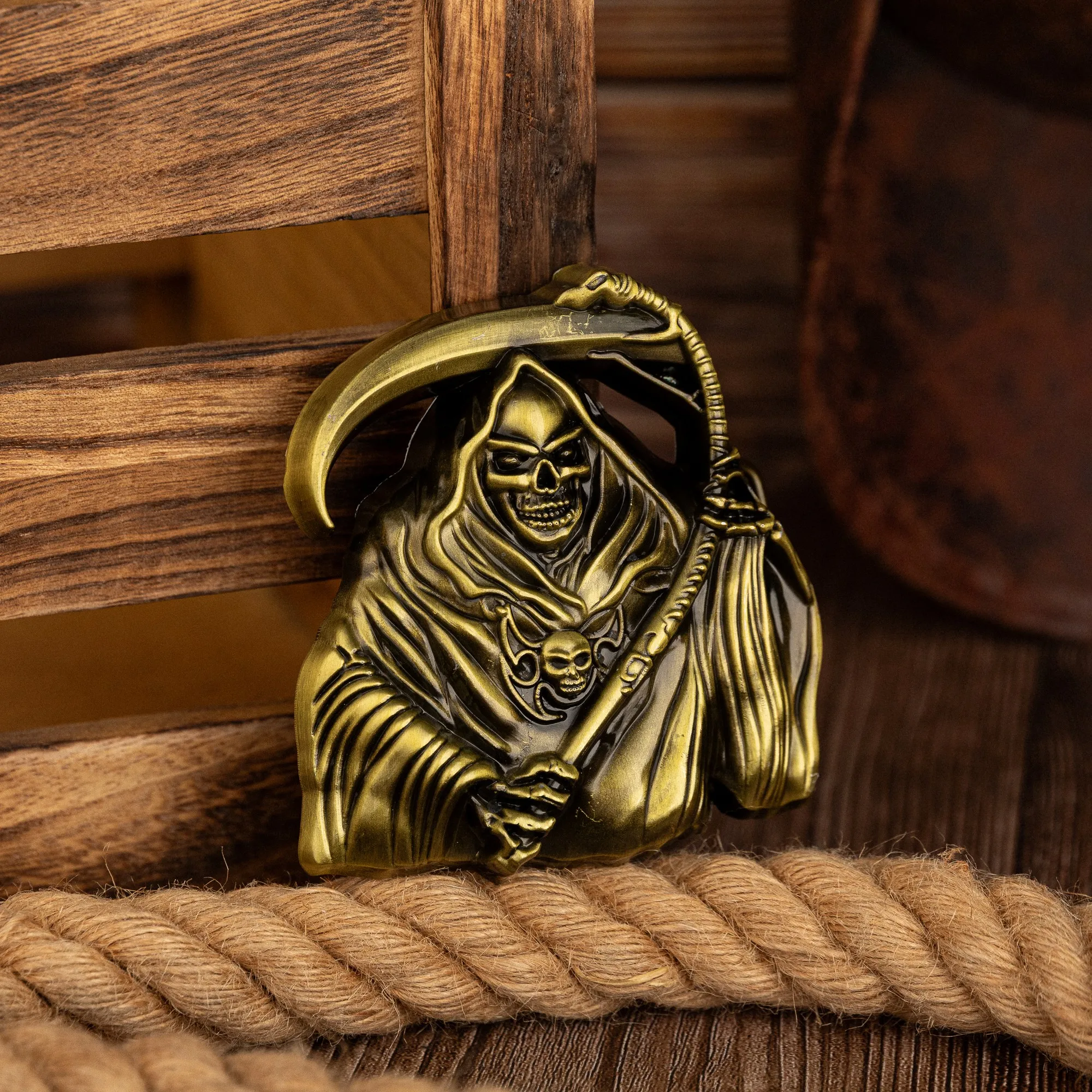 Sickle Skull Mage Skull Series Buckle, A Trendy And Versatile Men's Novel Belt Buckle