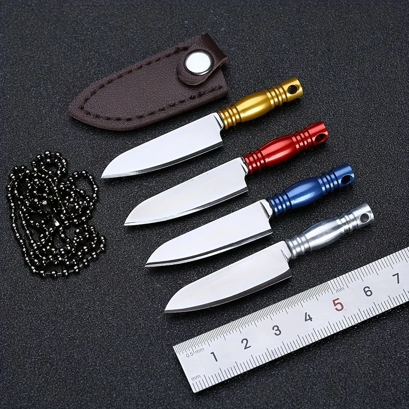 Mini Color Kitchen Knife Outdoor Camping Knife Portable Keychain Pendant Sharp Fruit Knife Carry-on Gift Open Delivery Tool