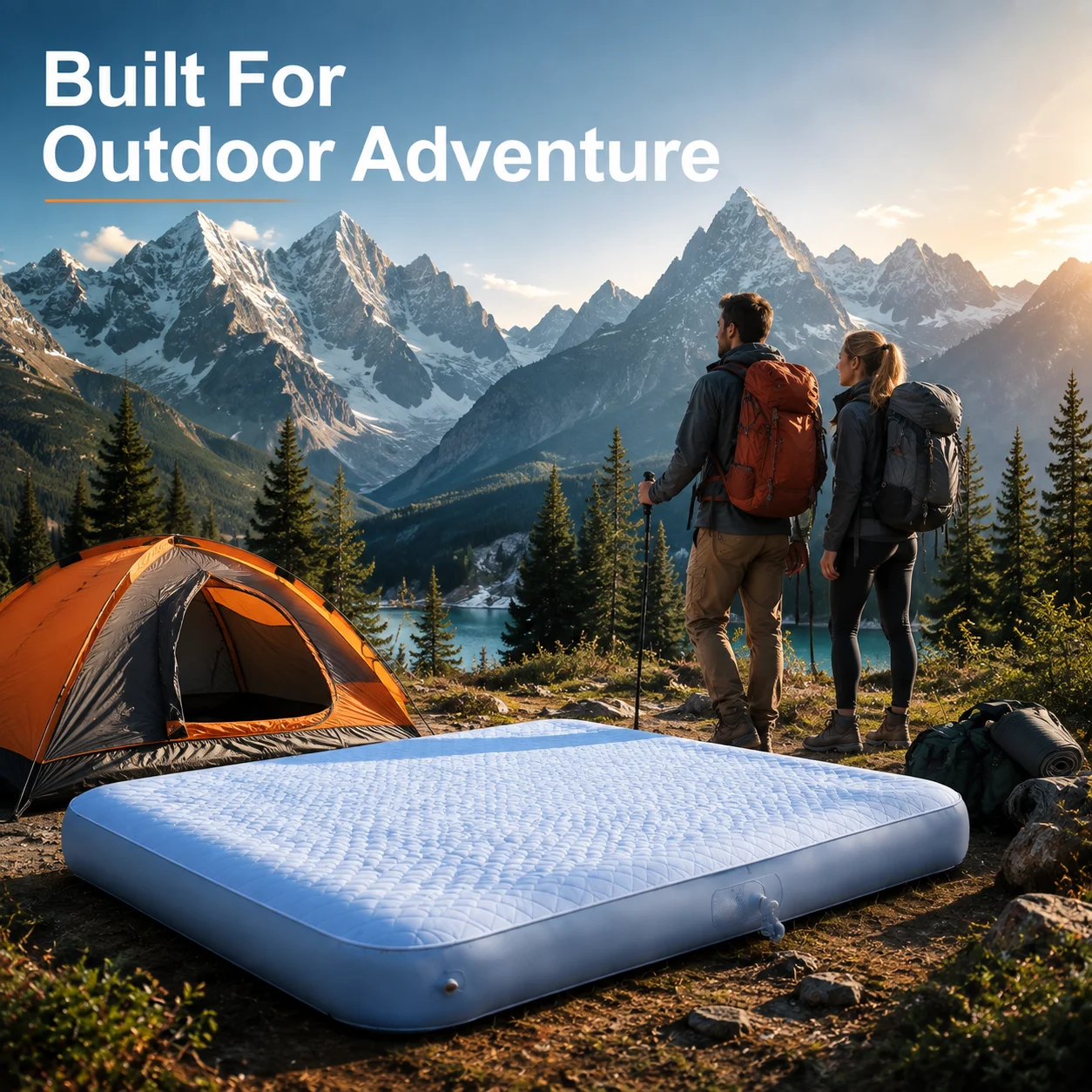 ZUIQIUZ TPU Drop Stitch Comfortable Air Bed Queen/Twin/King Size Tear-Resistant Outdoor Inflatable Mattress With Built-in Pump