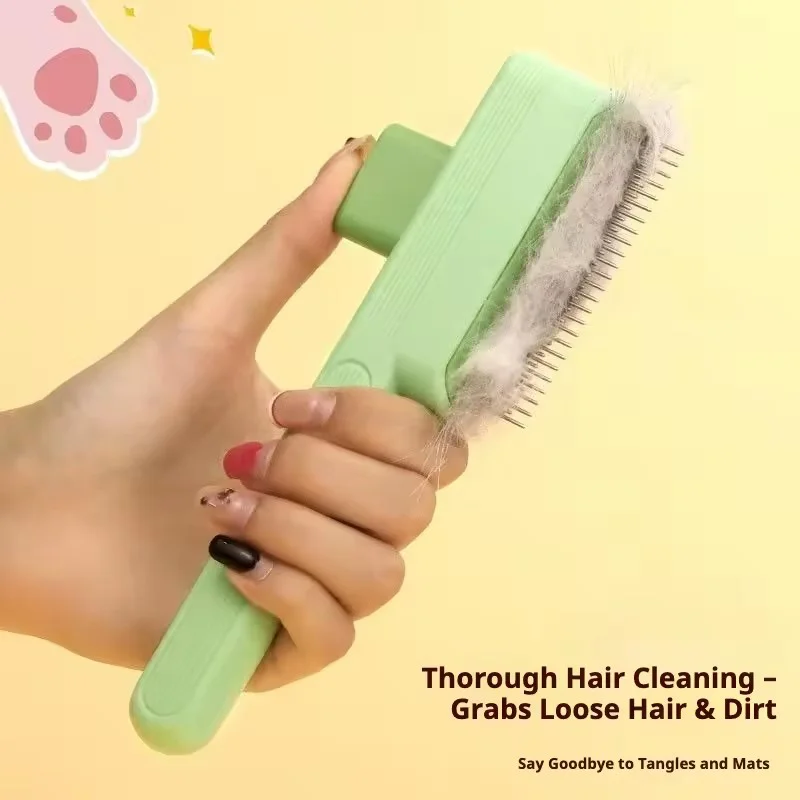 Pet Self Cleaning Dematting Comb Dog Cat Hair Remover Brush Anti Knot Floating Hair Grooming Tool Double Sided Pet Beauty Care