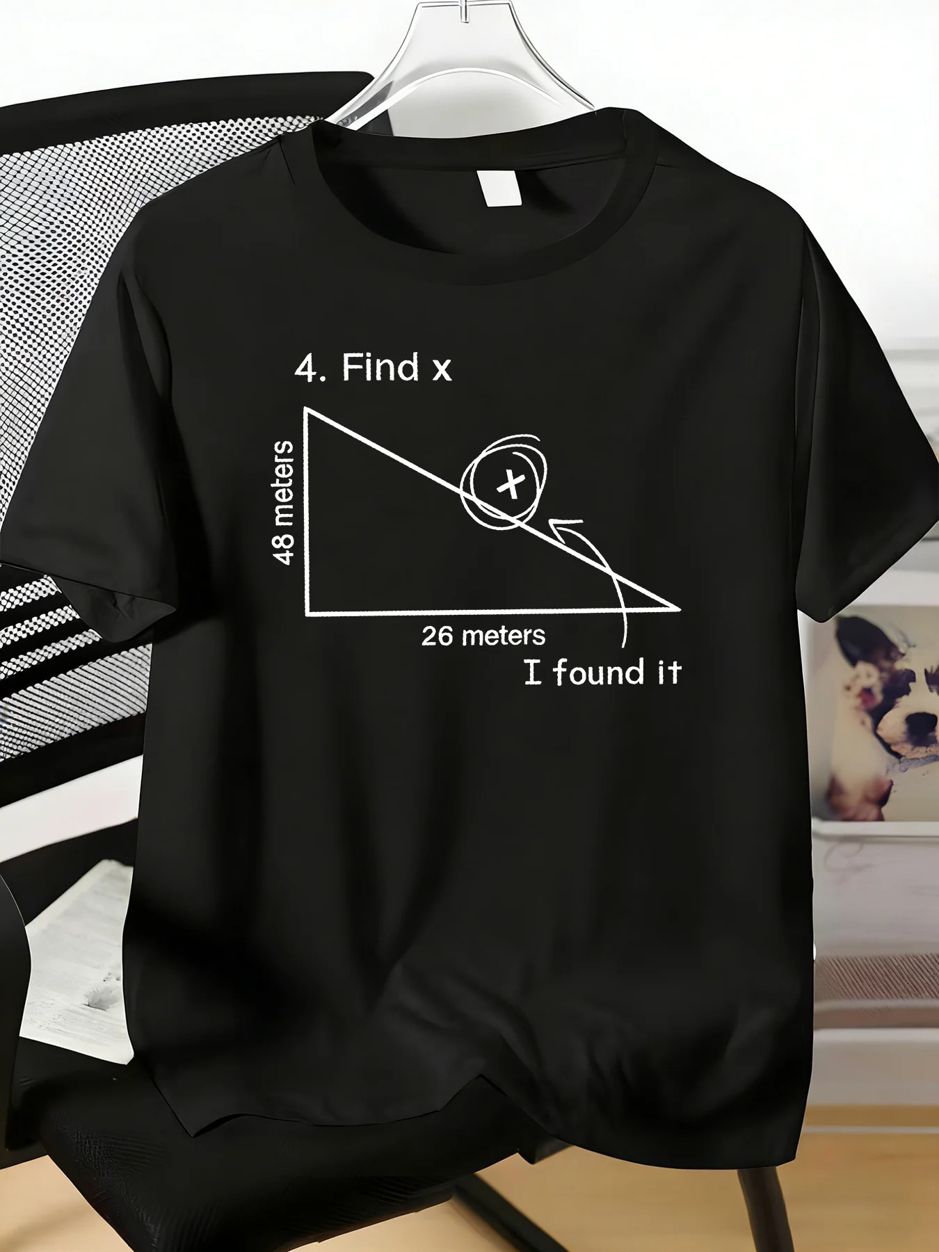 Male Round Neck Cotton T Shirt Geometry Math Joke Find X I Found It Triangle Graphic Short Sleeve Nerd Urban Daily Street Tees