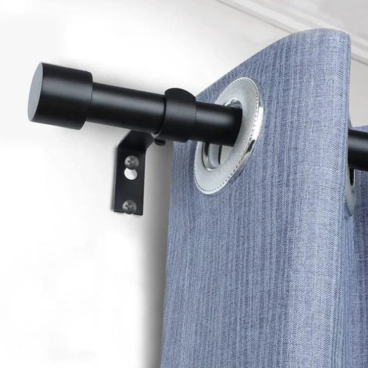 Heavy Duty Curtain Rods, 1 Inch Adjustable Black Curtain Rod for Windows, Long Window Treatment Rods with Aluminium Finials