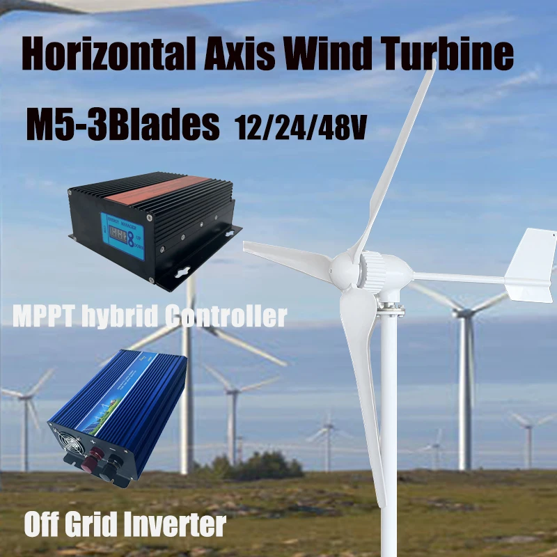 12V 24V 48V Wind Turbine Generator Low Starting Wind Speed Free Alternative Energy With MPPT Hybrid Controller Homeuse