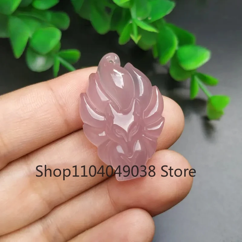 

Agate Chalcedony Nine-tailed Fox Pendant Fashion Jewelry Gift Multi-colored Jade Lucky Amulet Women's Necklace