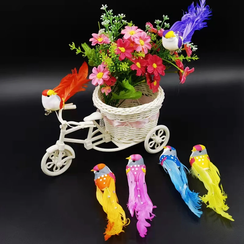 Multicolor Birds Figurines Christmas Home Decoration Simulation Feather Birds With Clips For Garden Lawn Tree Decor Handicraft