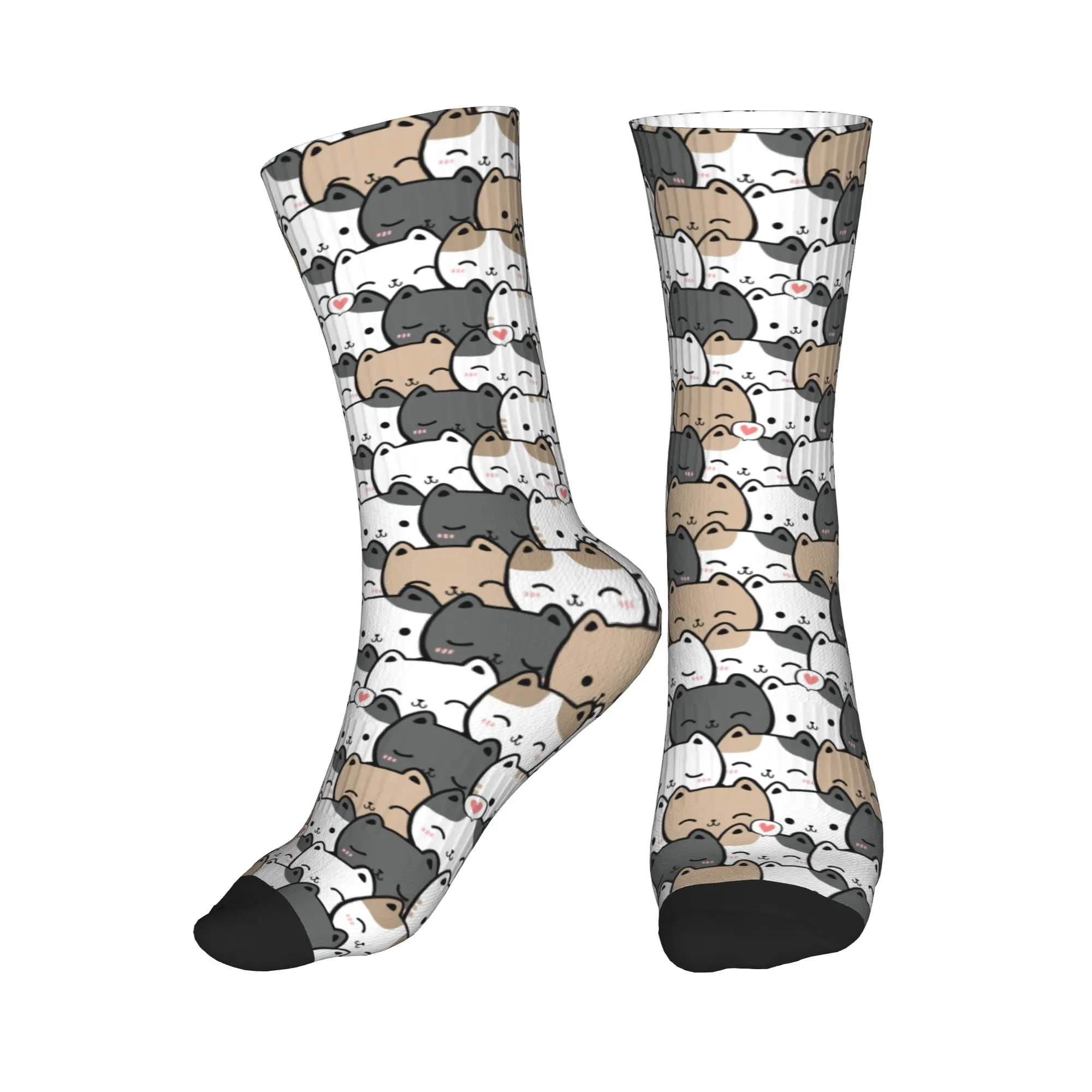 

Funny Mens Cute Kitten Cat Doodle Dress Socks Unisex Comfortable Warm 3D Print Crew Socks