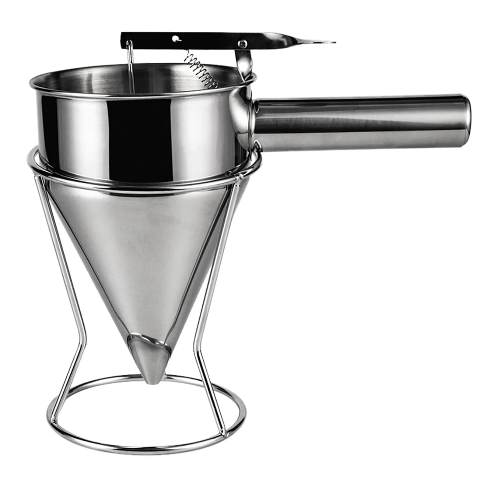 

Piston Funnel Stainless Steel Kitchen Sushi Tool for Pancake Crepe Baking Dispenser Octopus Balls Maker Silver