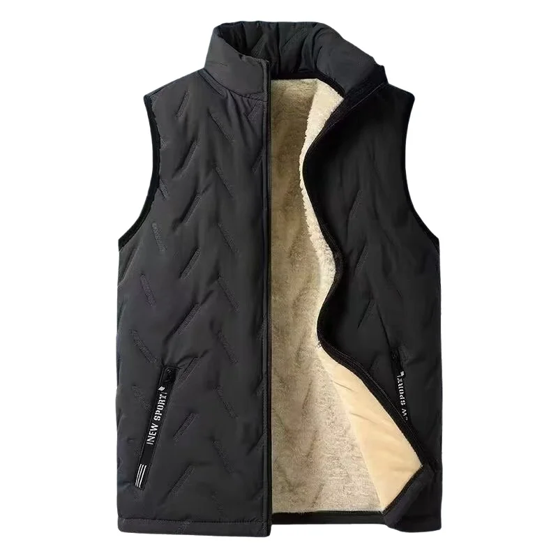 

Autumn Winter Casual Vest For Man Loose Lamb Fleece Waistcoat Large Size Fleece Thickened Warm Business Sleeveless Vest Men