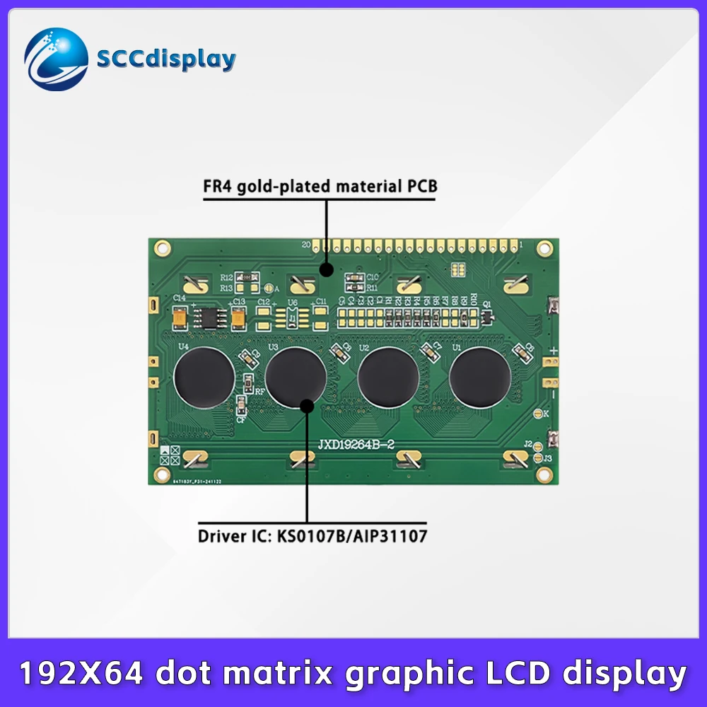 Multi-mode optional 19264 LCD display screen JXD19264B-2 industrial control 192*64 dot matrix LCM Module 100.0X60.0MM Size