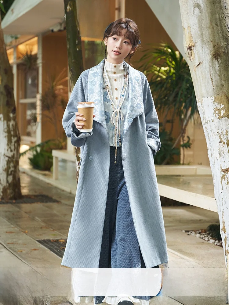 

Corduroy Woven Gold Women's Coat Autumn 2025 New Sle National Sle Windbreaker Jaet Hanfu Set Traditional Chinese Faion