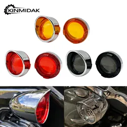 2 Inch Bullet Turn Signal Light Lens Cover with Chrome Visors For Harley Dyna Sportster Street Electra Glide Road King Fatboy