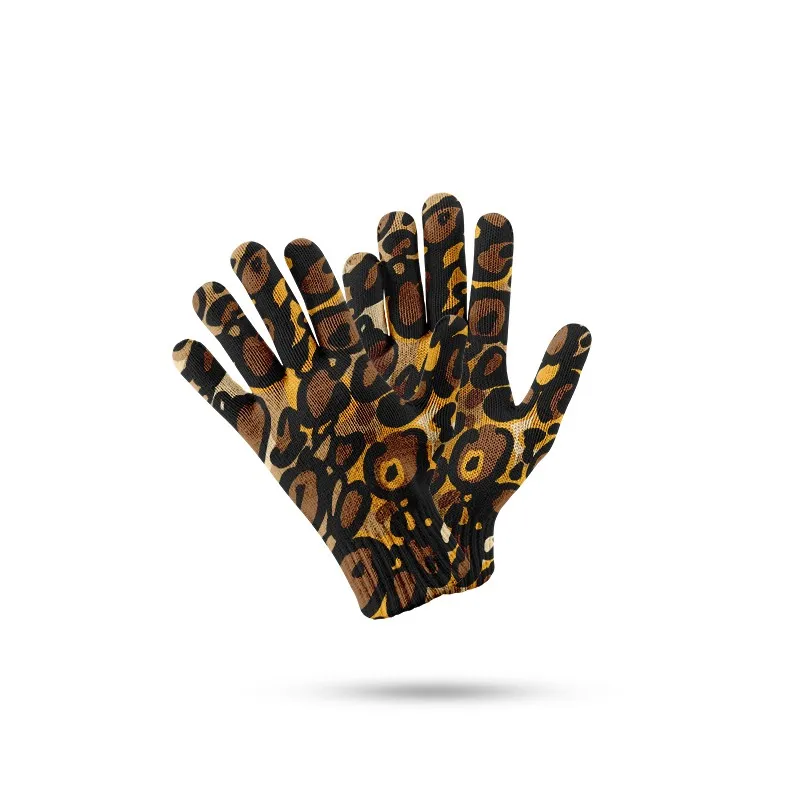 Leopard Personalized Printed Knitted Gloves High Quality Garden Cycling Polyester Gloves Funny Thermal Winter Protection Gloves