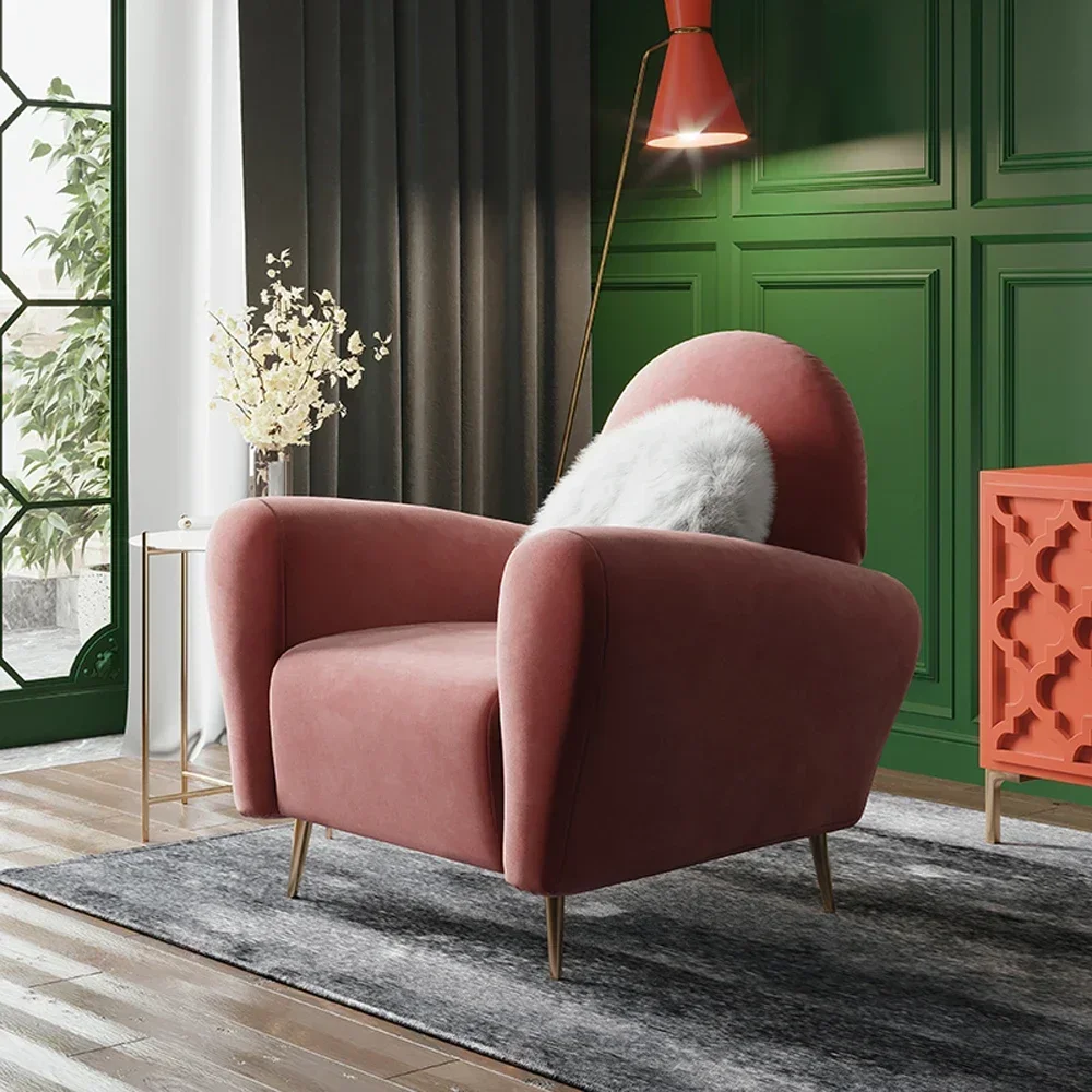

#Luxury modern custom velvet living room chairs leisure single sofa relax chair furniture home villa pink
