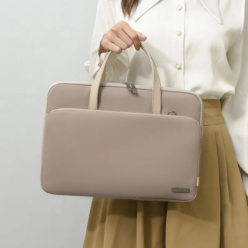 Computer bag Portable Morandi color plush shock-proof fashion shoulder briefcase 13/16 inch notebook bag