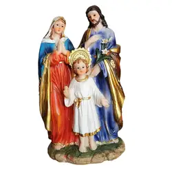 Holy Family Indoor Statue Mary Joseph Jesus Figures Holy Family with Child Figurine for Shelf Car Desk Table Party