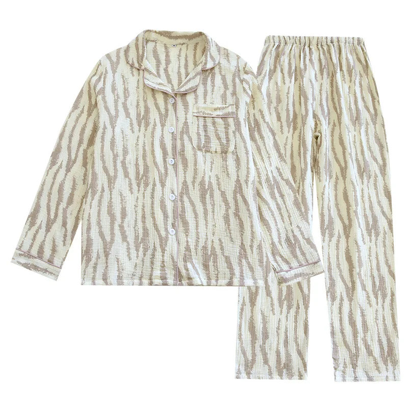 Women's Sleepwear, Pure Cotton Gauze, Spring And Autumn New Style Long Sleeved Pants, Winter Plus Size Home Suit Set Female image 5