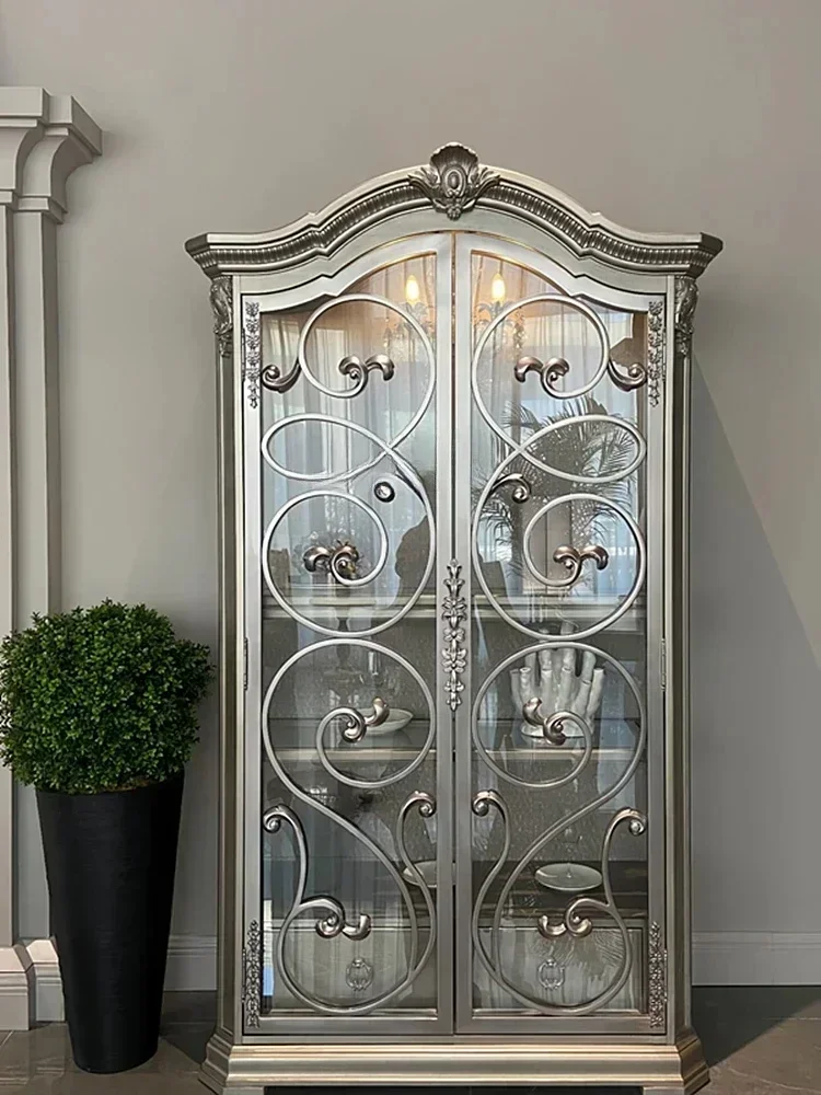 

New Modern Light Luxury Simple American Sideboard Display Cabinet Solid Wood Floor Wine Cabinet Retro Affordable Luxury High-End