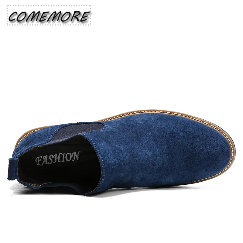 2024 New Casual Shoes Man Spring New Fashion Casual Men Ankle Chelsea Boots Male Shoes Cow Suede Leather Slip on Motorcycle Boot