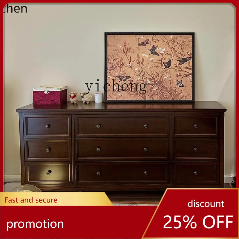 

HXL Solid Wood Modern Living Room Entrance Cabinet Retro Nine Bucket Cabinet Bedroom Bucket Cabinet Storage Locker