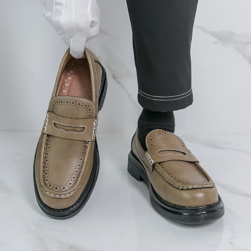 

Luxury Brand Men's Casual Loafers High-quality Leather Business Wedding Shoes Fashionable Design Slip-on Men Office Formal Shoes
