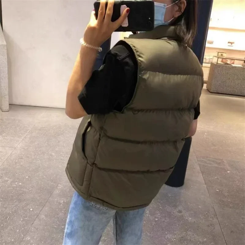 Kuzuwata JAPAN Autumn Winter Jaqueta Feminina Puffer Jacket Stand Neck Solid Color Sleeveless Vest Coats Single-breasted Parkas