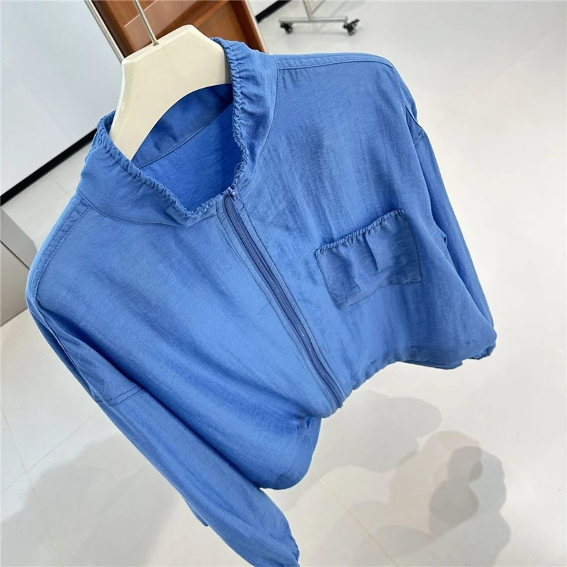 Summer 2026 Women's Loose Fit Short Sun Protection Jacket Drawstring Collar Casual Top Fashionable Protective Clothing