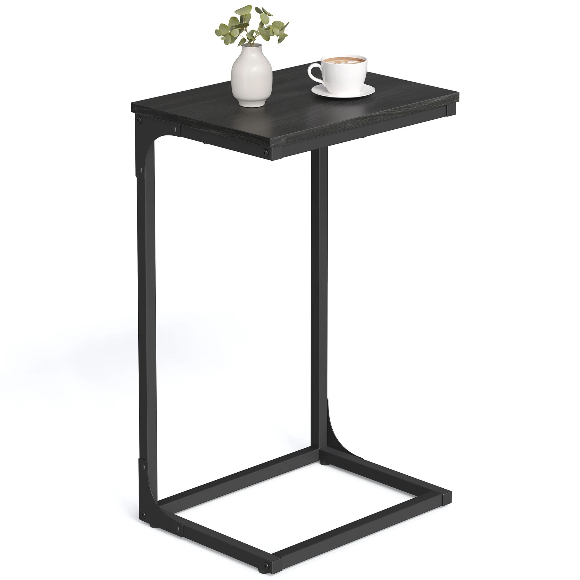 VASAGLE C-Shaped End Table, Side Table for Sofa, Couch Table with Metal Frame, Small TV Tray Table for Living Room, Bedroom