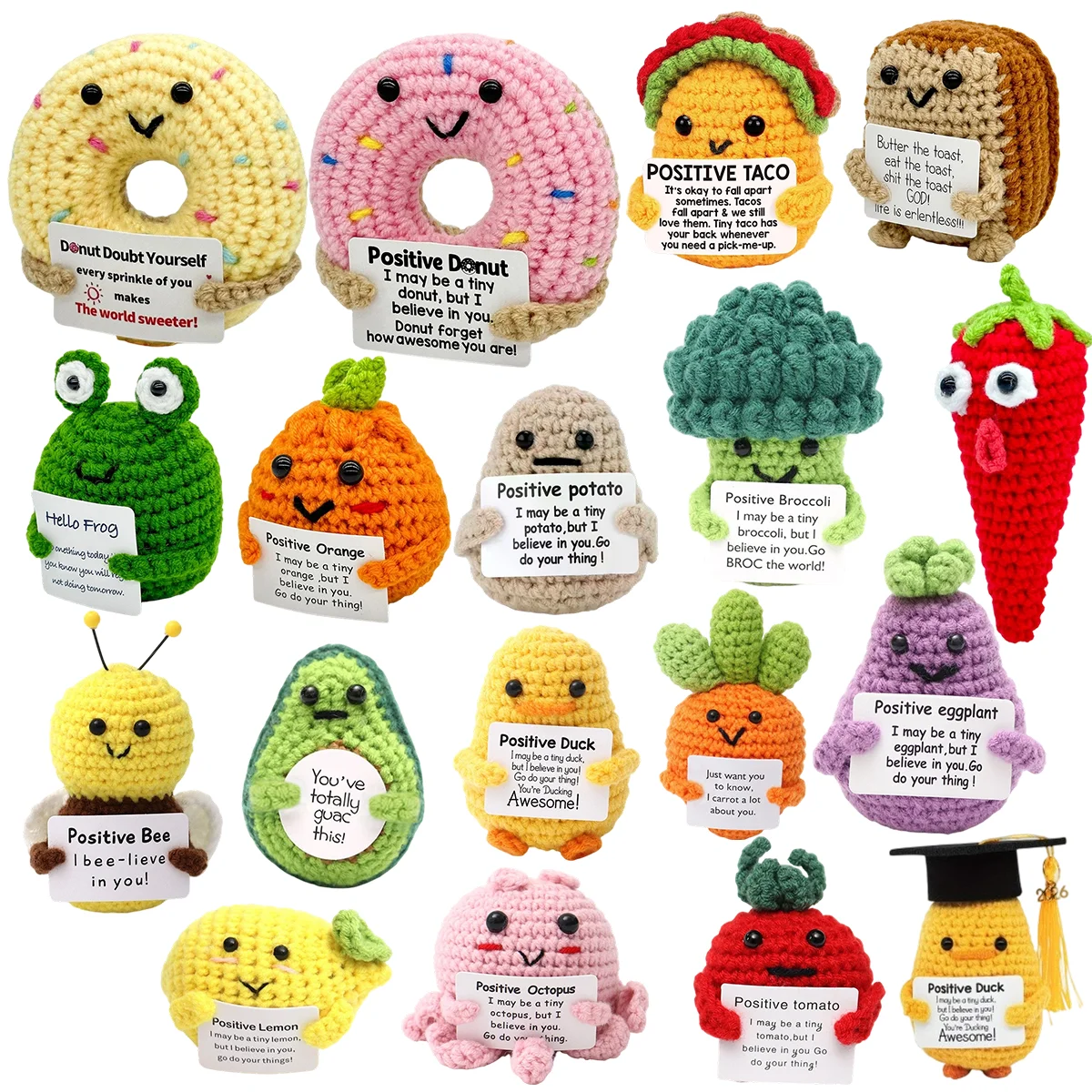 1 Pcs Mini Positive Energy Potato Hug Pocket Mini Handmade Plush Wool Knitting Doll with Card Funny Birthday Christams Gift view 2