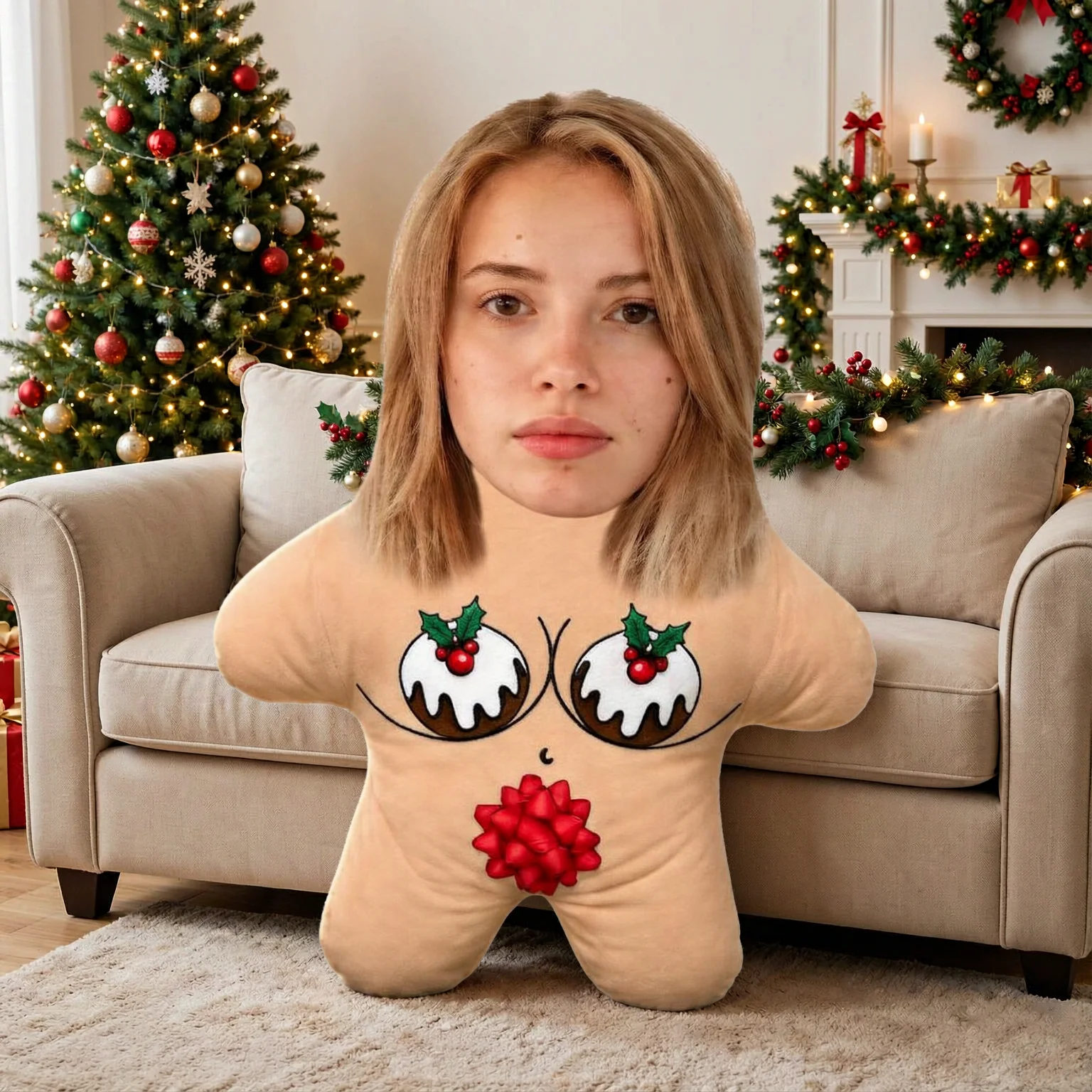 Custom Face Pillow Personalized Photo Pillow Christmas Skirt MiniMe Pillow Gifts for Christmas