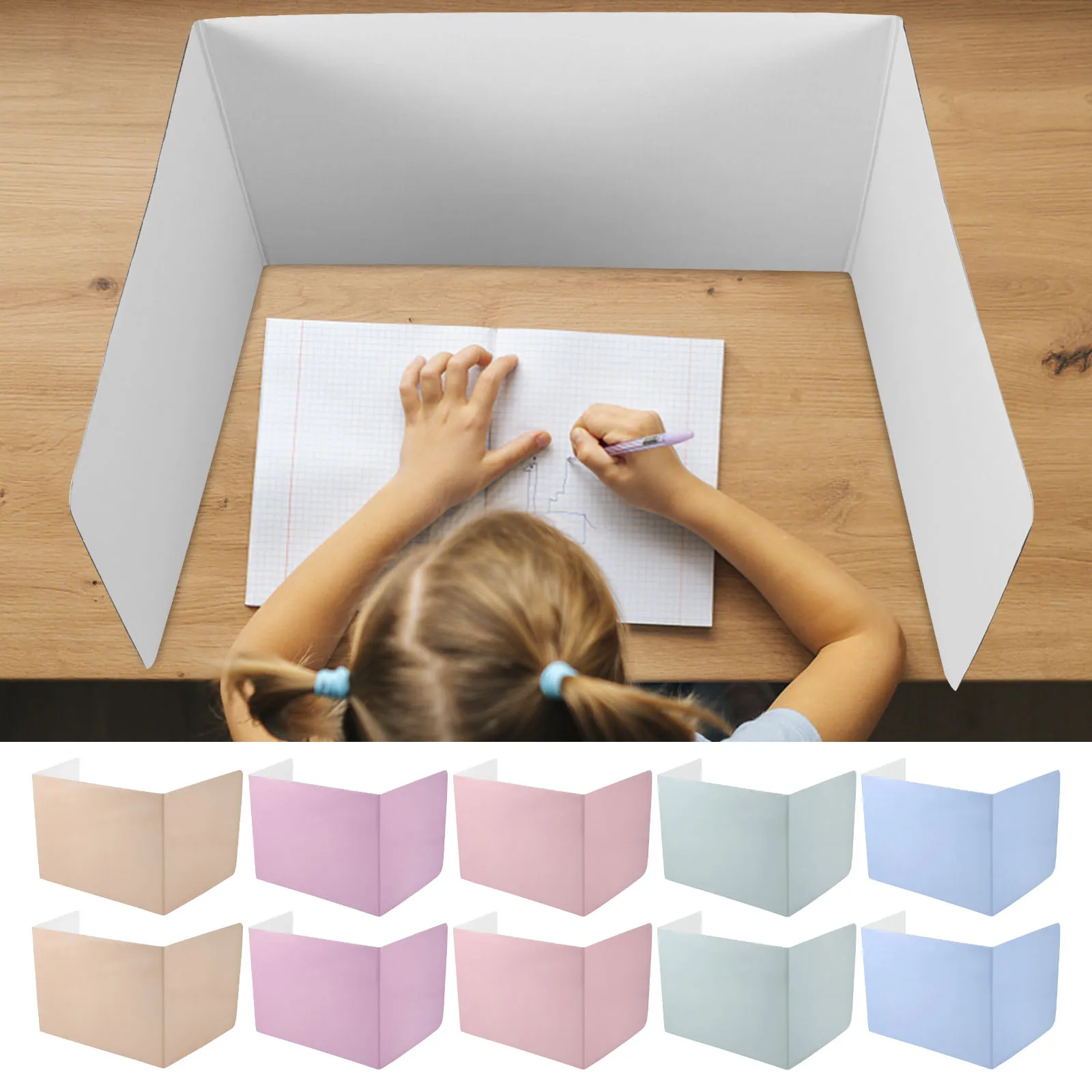 10Pcs Classroom Privacy Desk Dividers Corrugated Paper School Test Sneeze Guard Folder Board Study Carrel for Student Desk