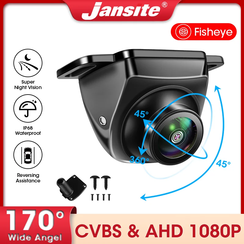 Jansite Car Rear View Camera CVBS AHD 1080P Full HD Reversing 170° Wide Angle IP68 Waterproof Fisheye Lens Car Backup Camera