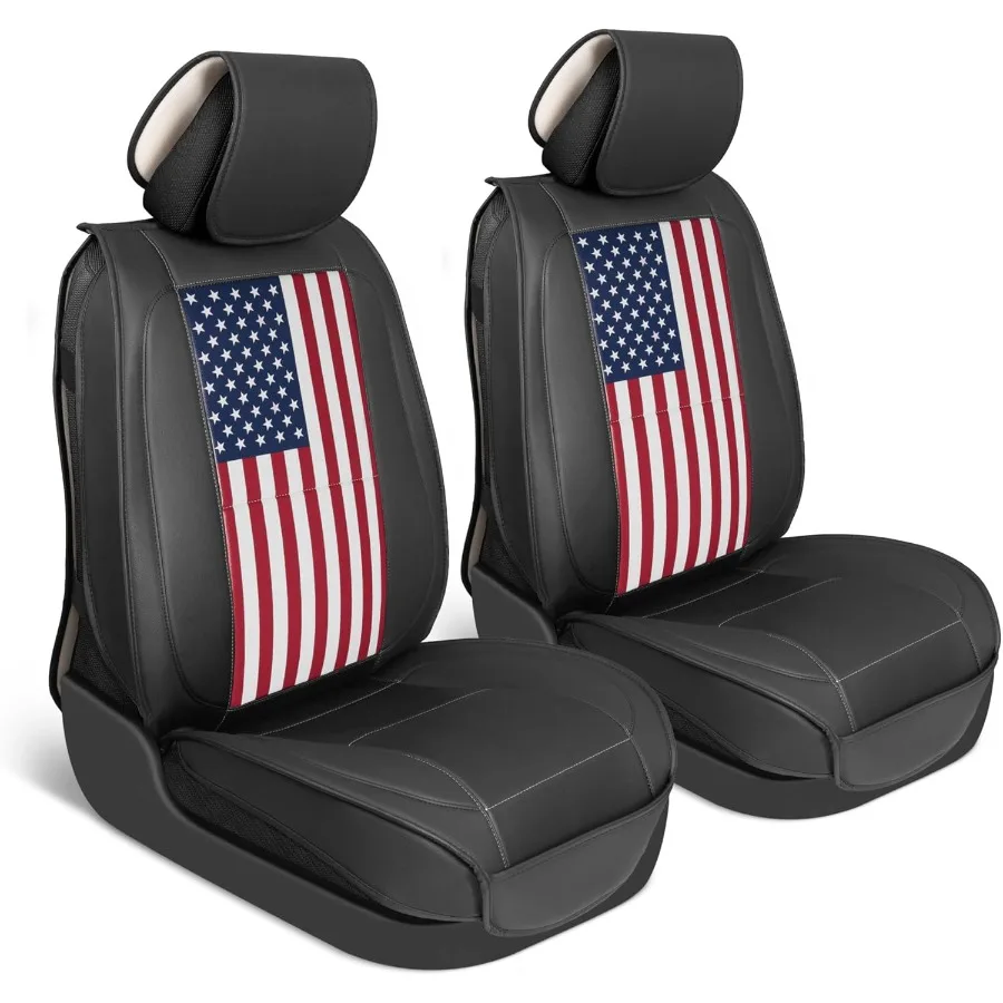 

Чехлы на сиденья с патриотическим американским флагом для грузовых автомобилей и внедорожников, кожаные защитные чехлы для автомобильных сидений с подлинным дизайном флага США, прочный