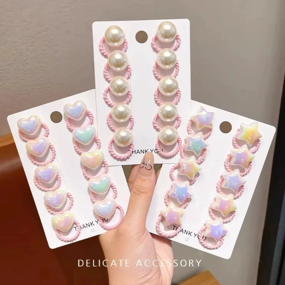 10PCS Cute Hair Ropes Set for Girls Elastic Rubber Bands Ponytail Headwear Hair Accessories Ropes Headwear Korean Styling Tools