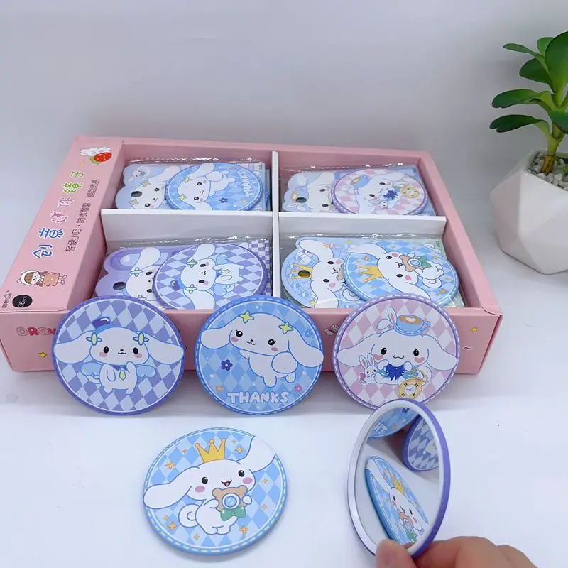 36pcs Sanrio Cinnamoroll Anime Cartoon Mini Mirrors Cute Handheld Single Sided Mirror Kawaii Girls Makeup Portable Mirror Gifts