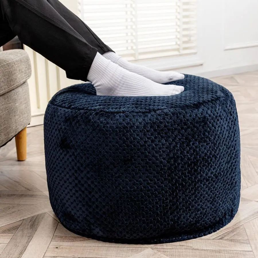 

Foot Rest Stuffed Round Boho Comfortable Floor Poof Seating Armchair Foot Stool Floor Cushion Bean Bag Pouf Ottoman 18x18x14 In