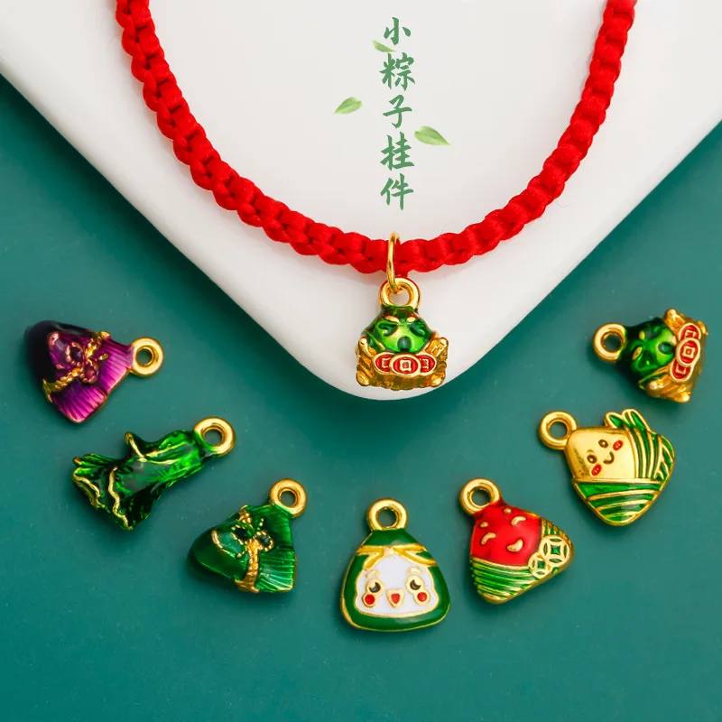 زونغزي صغير جديد يقطر الزيت، قلادة زونغزي لمهرجان قارب التنين، إكسسوارات تزيين زونغزي ذاتية الصنع