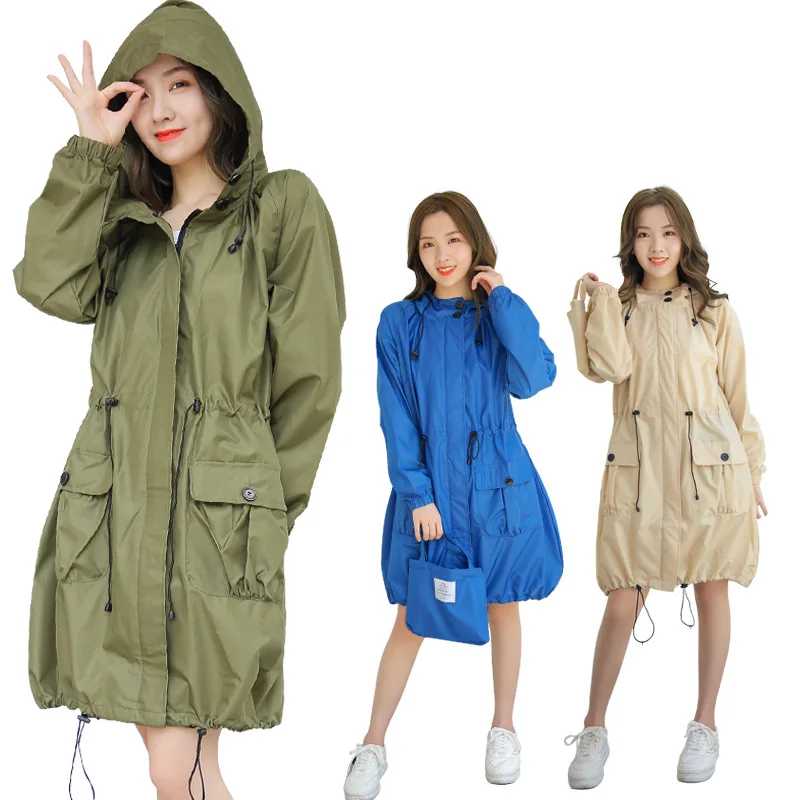 Long Waterproof WPC Poncho, Female Fashion, Foreign Trade, Trench Coat Style Raincoat, Walking, Breathable Version, Lovely