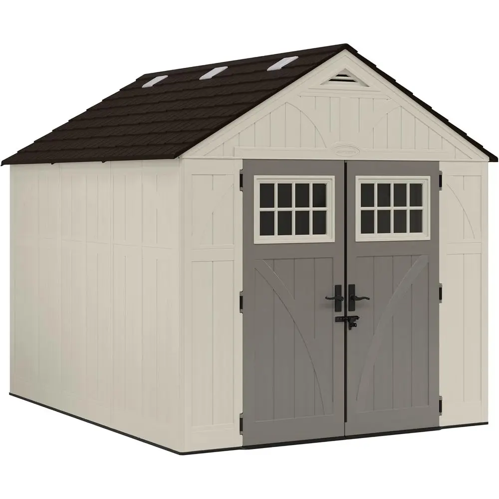 

Большой уличный сарай для хранения 8x10 футов с полом, запираемыми дверями и окнами на крыше