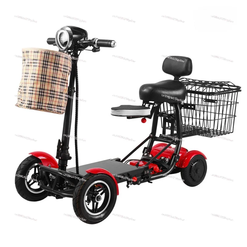 

Foldable Four Wheel Electric Scooter for Old People Seniors Travel Folding Mobility Scooter 4 Wheels 250W Dual Motor Protable