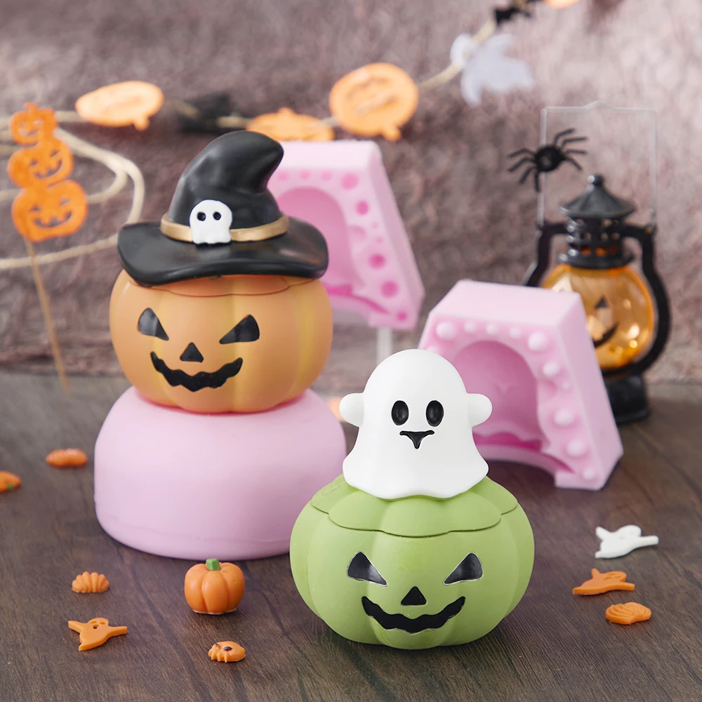 

Силиконовые формы для Хэллоуина, бетонная 3d шляпа волшебника, форма для тыквы с призраком, инструменты для выпечки, ароматическая свеча, шоколадная штукатурка, силиконовая форма