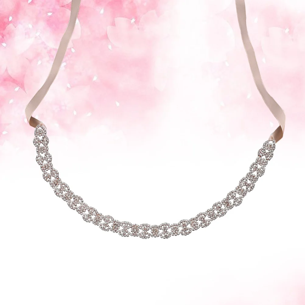 

Rhinestone Decorated Wedding Bridal Dress Long Ribbon Rose Golden Compact Lightweight Design For Prom Pageant Special