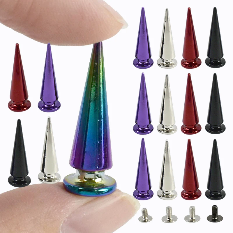 

10Pcs Metal Cone Rivets Punk Buckle for Leather Craft Bag Shoes Bullet Spike Screwback Button Decor Screws DIY Accessories