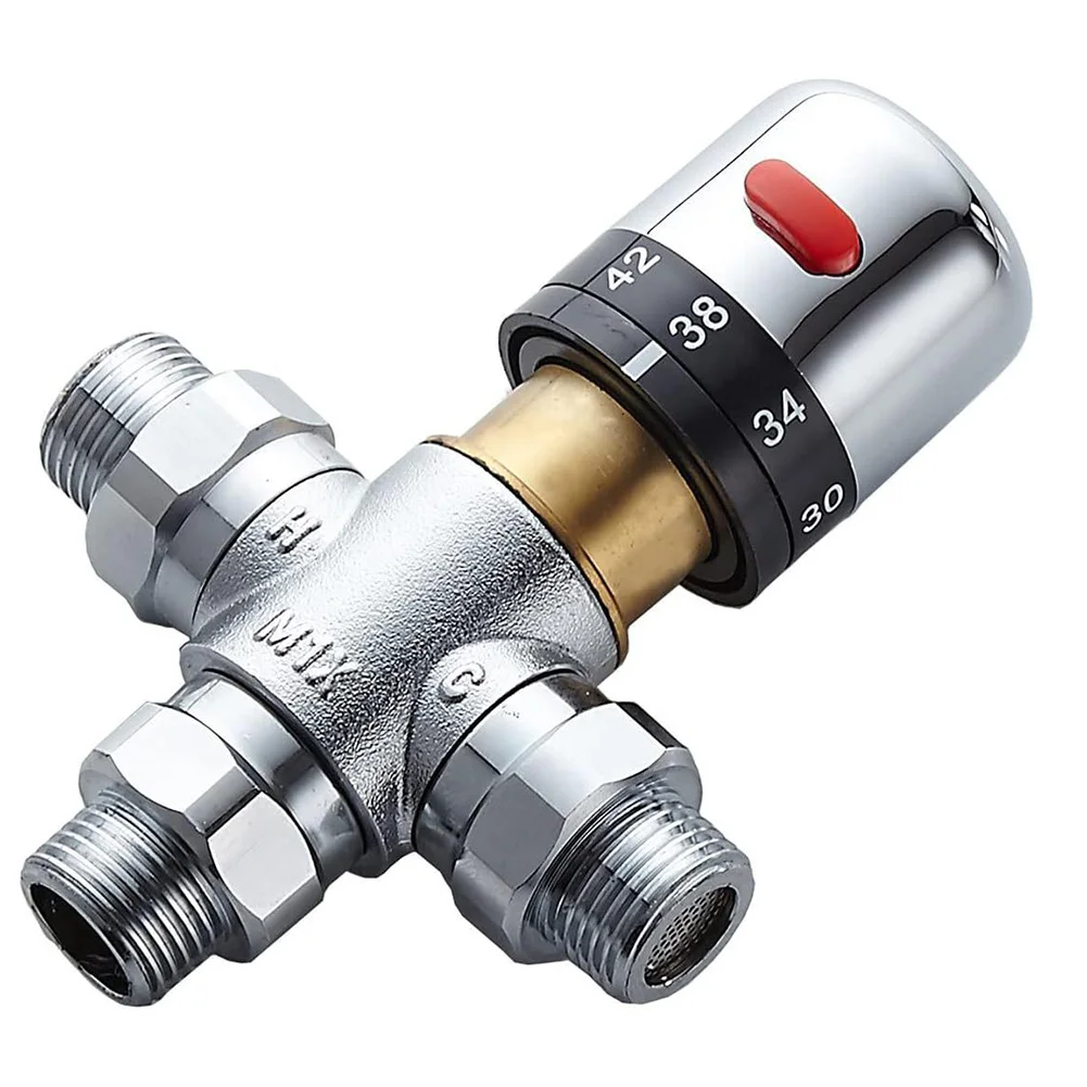 1 Piece Copper Thermostatic Mixing Valve G1/2 For Hot Cold Water Temperature Control Anti Scald Bath Heater Accessories