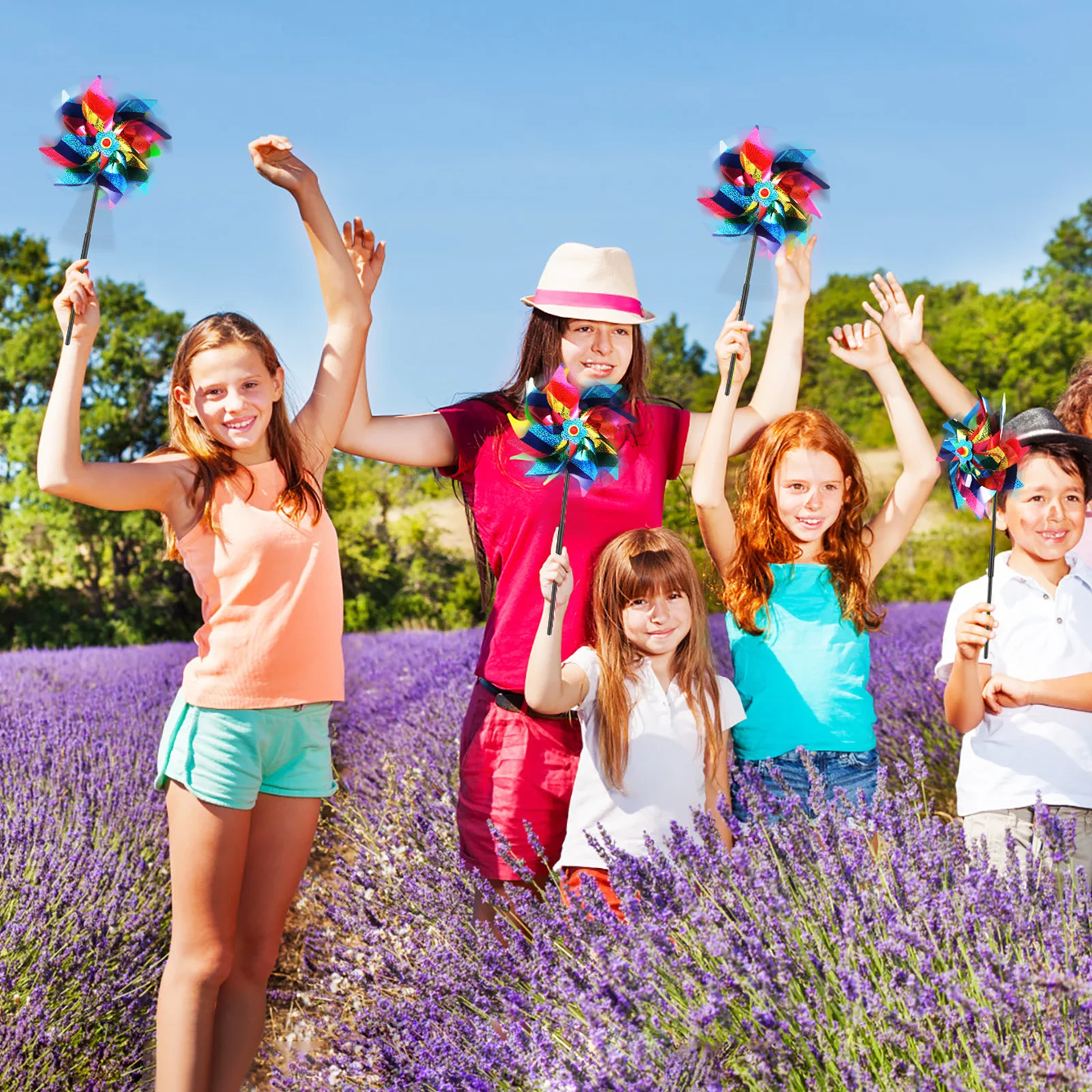 6Pcs Pinwheels Colorful Plastic Pinwheels for Kids Yard Garden Party Outdoor Landscape Decoration Small Windmills Reflect