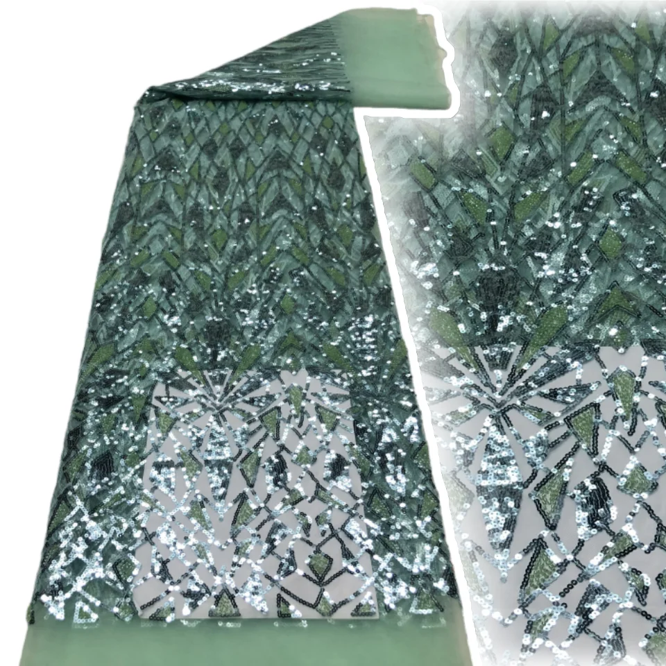 

Красивая модная африканская нигерийская кружевная ткань с бисером, 2025, розовая французская кружевная ткань с блестками для шитья свадеб и платьев CC1605