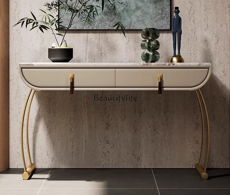 

Light Luxury Entrance Cabinet Living Room Customized Italian Premium Marble Entrance Platform