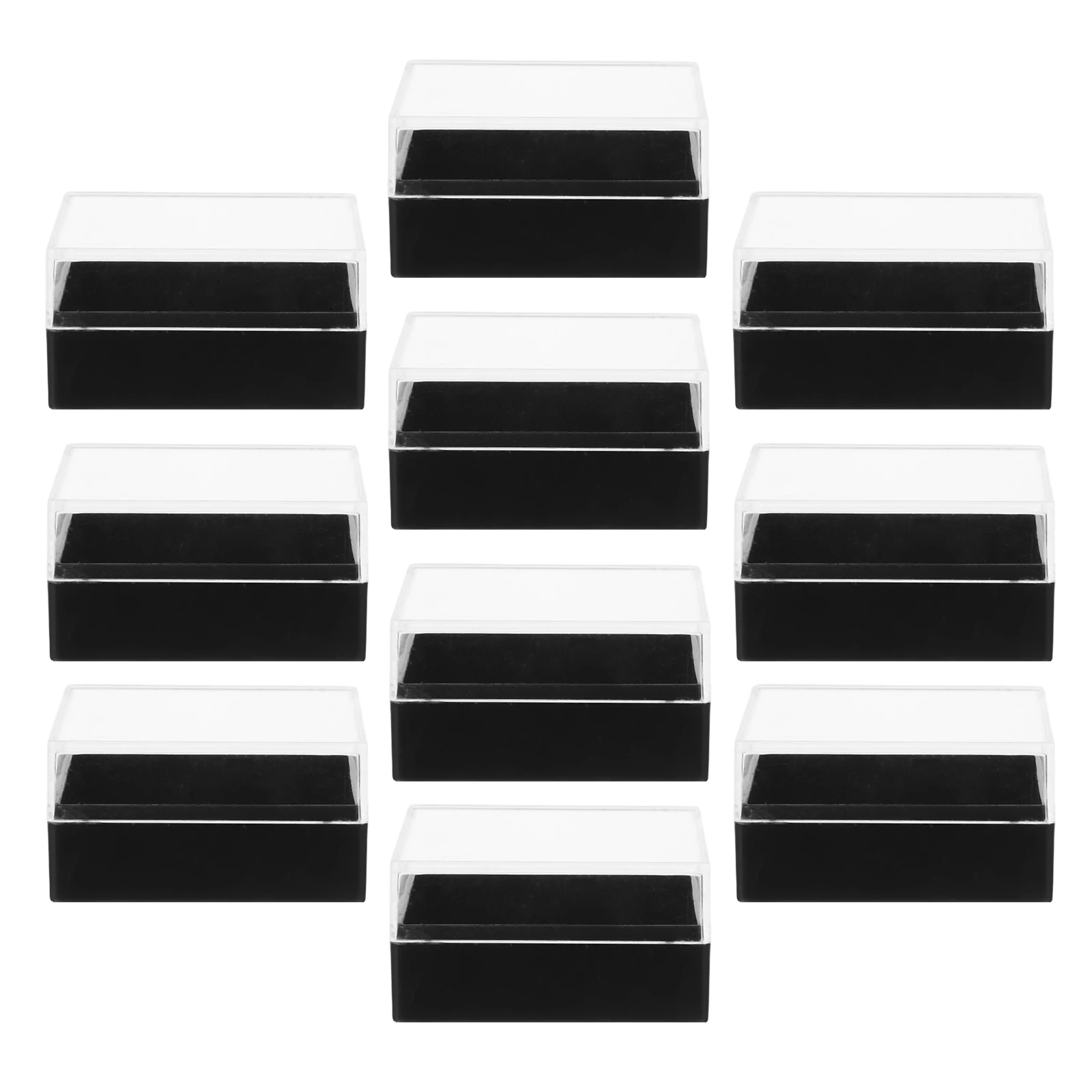 

10PCS Transparent Boxes Clear Display Storage Ring Case Plastic Button Holder Earring ganizer Jewelry Travel Pin Brooch Box