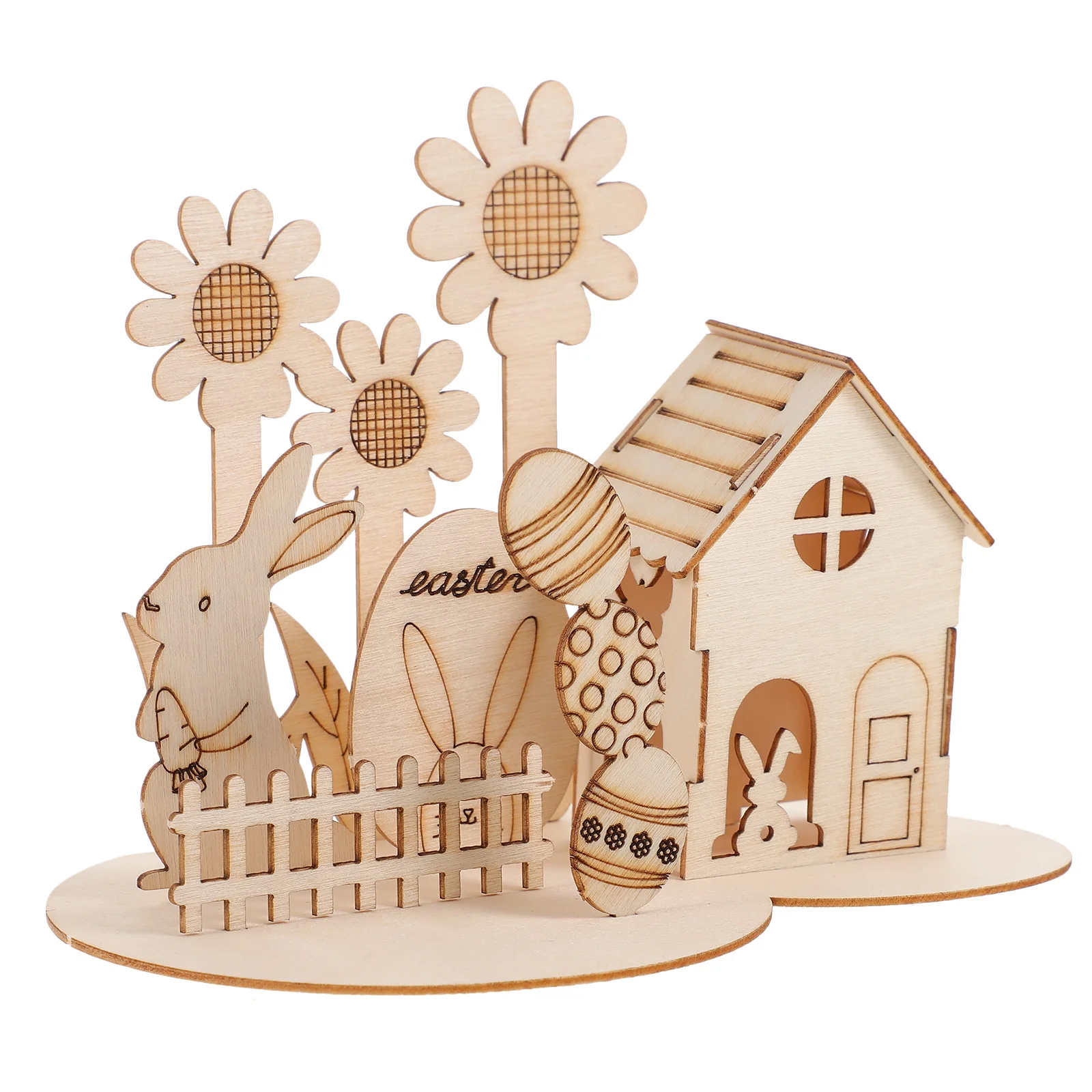 1Set Easter Egg Decoration 3D Wood Puzzle DIY Assembly Kids Learning Activity Educational Game for Children Toddlers