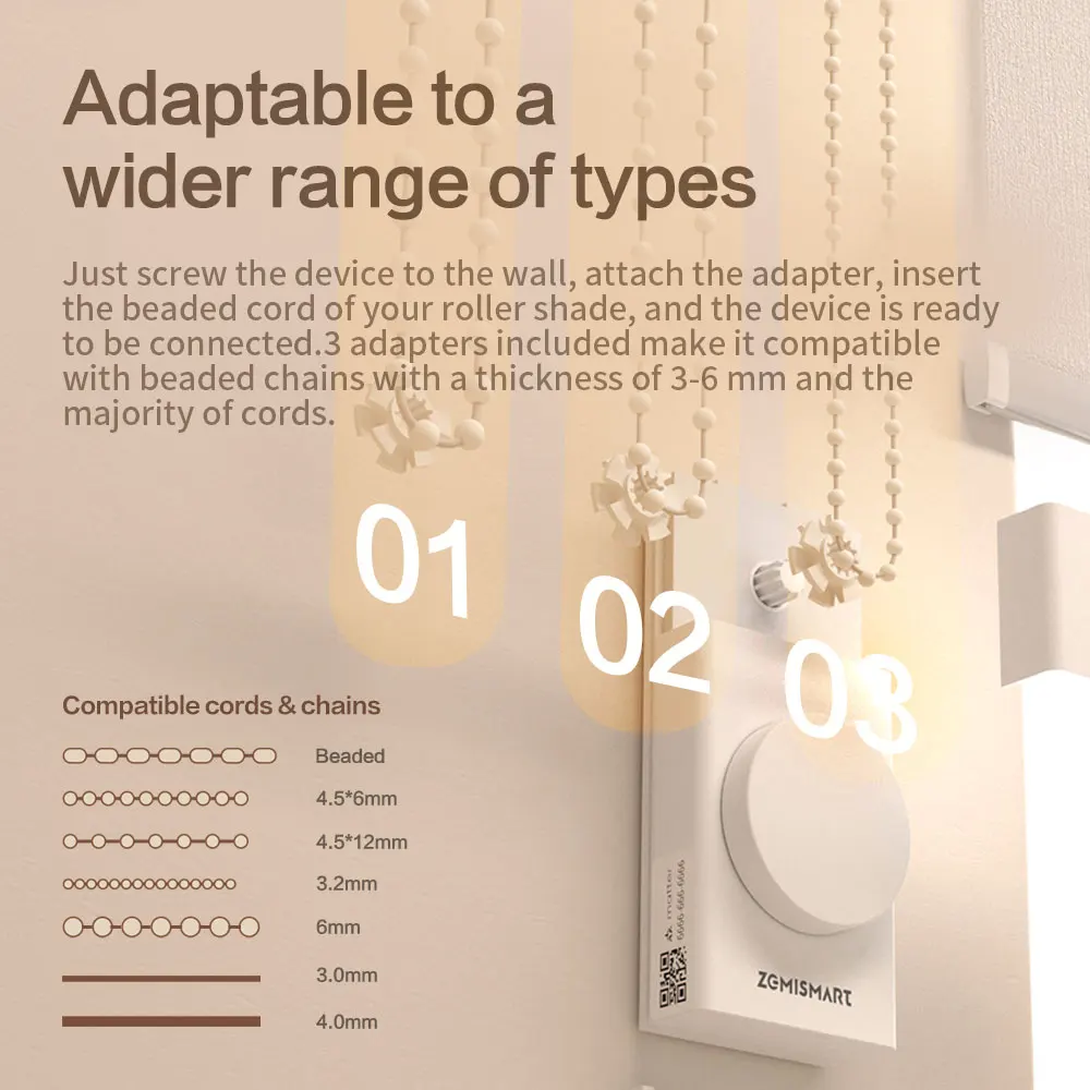 Zemismart Matter Thread controlador de sombra de rodillo inteligente Control de perilla de batería integrada funciona con Homekit Alexa Google Home Smartthings