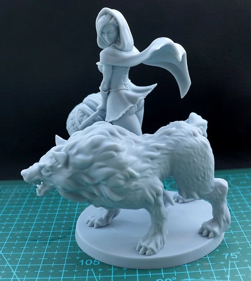 1/24 75mm 1/18 100mm Resin Model Little Red Riding Hood and Wolf3D Printing Figure Unpaint No Color RW-226